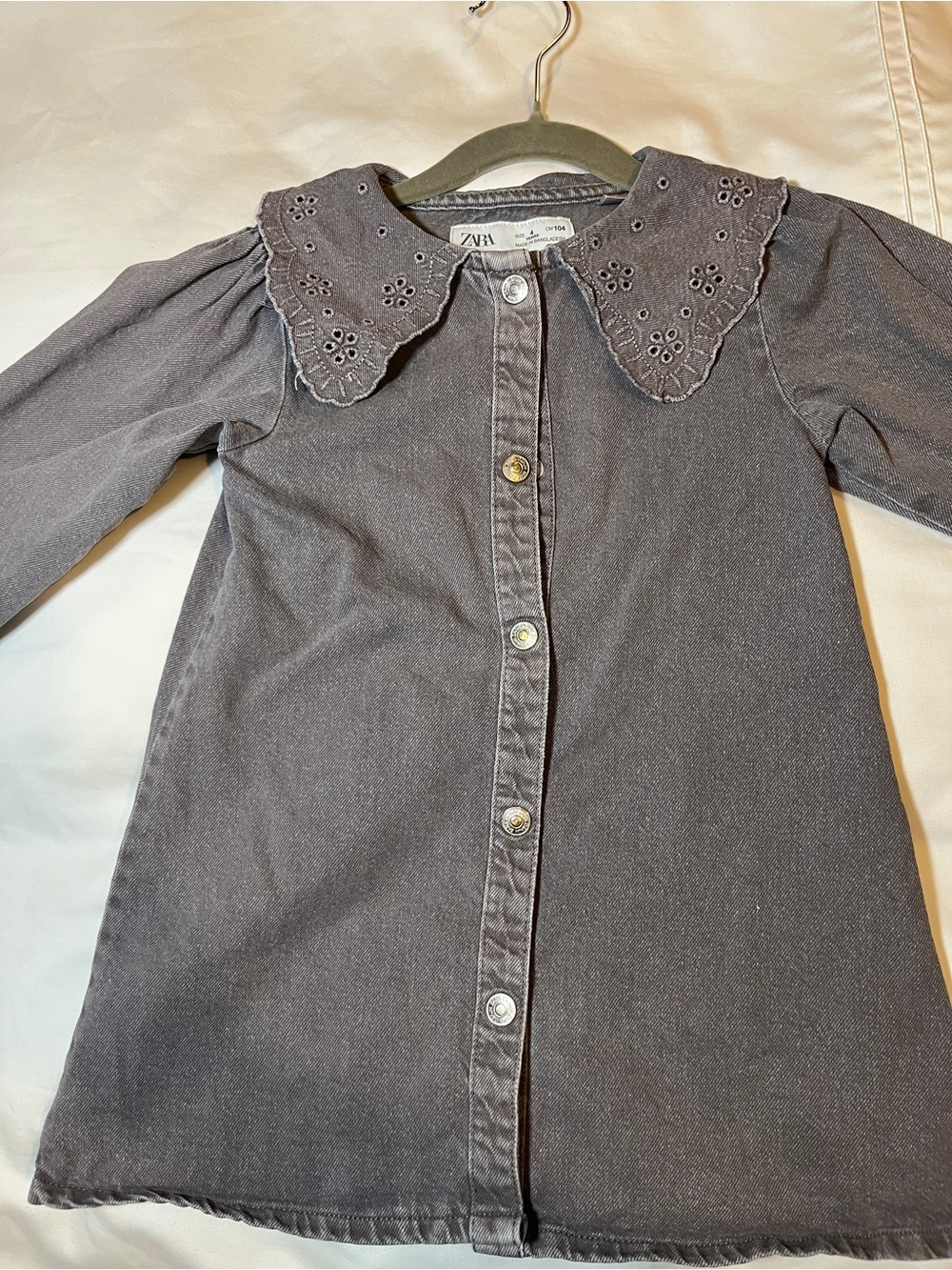 Girls Zara Gray Denim Shirt Dress Size 4
